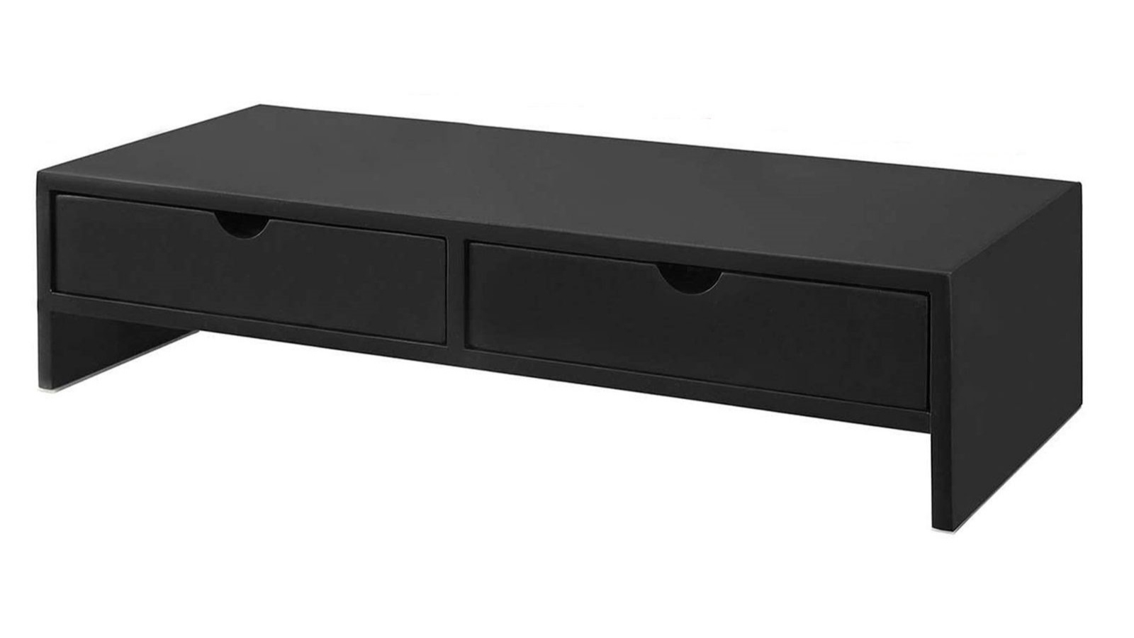 Vikus Monitor Stand Desk Organizer with 2-Drawer - Black