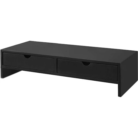 Vikus Monitor Stand Desk Organizer with 2-Drawer - Black