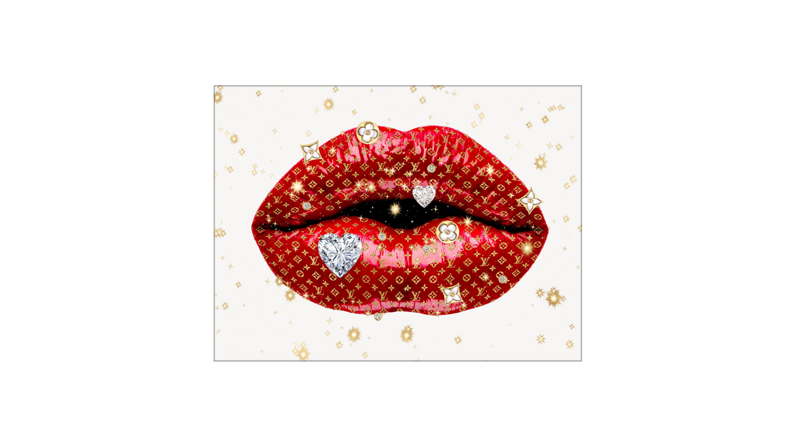 La Grolla Luxury Lips Red Unframed Canvas Wall Art