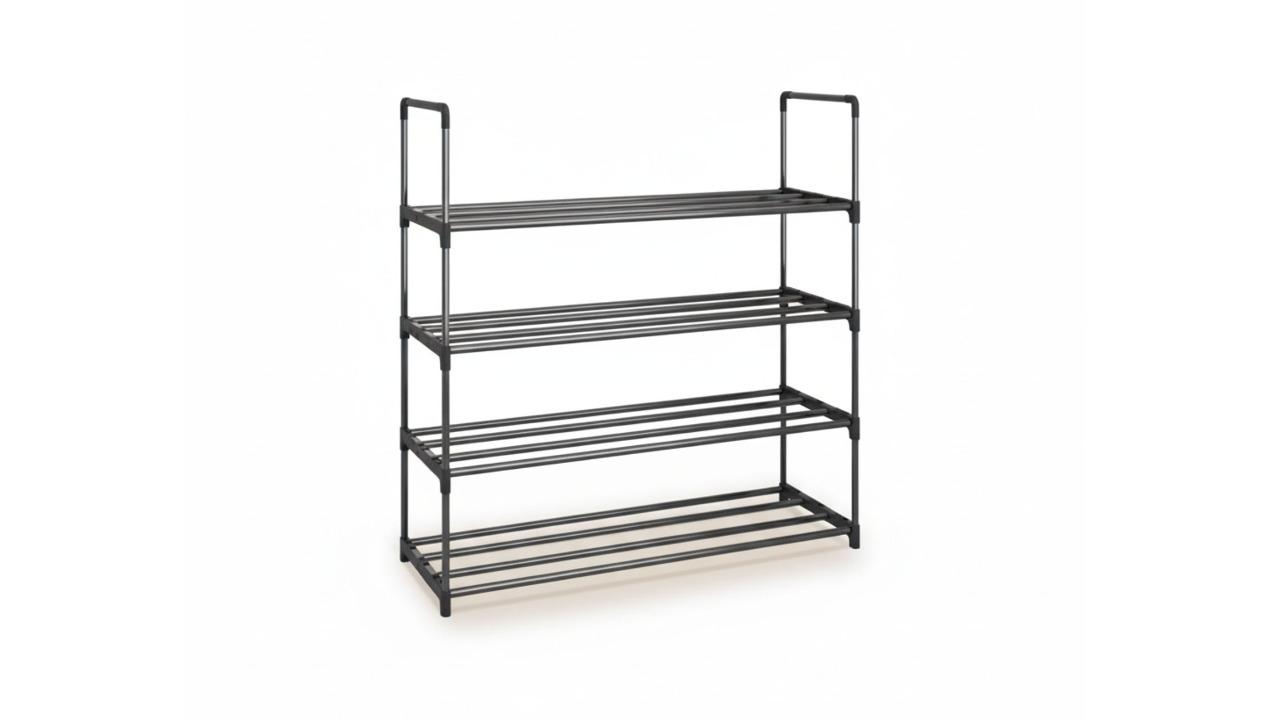 Vikus Black 4-Tier Stainless Steel Shoe Rack - 80cm