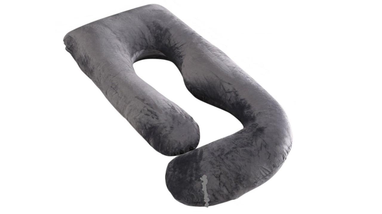 Advwin J-Shaped Full Body Support Maternity Pillow - Black