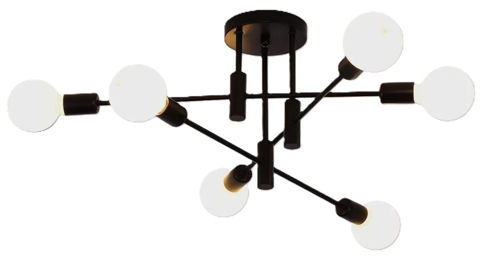 Vikus 6 Light Mid Century Modern Lamp - Black