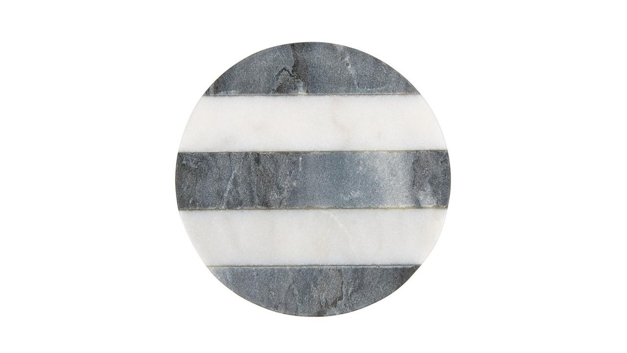 Maxwell and Williams 10cm Charcoal Stripe Round Collective Coaster