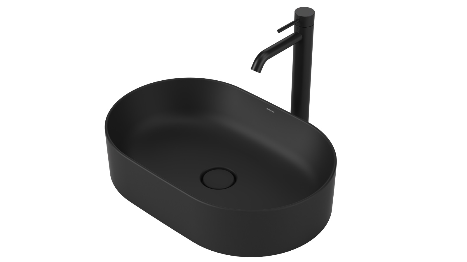 Caroma Liano II 530mm Pill Above Counter Basin – Matte Black