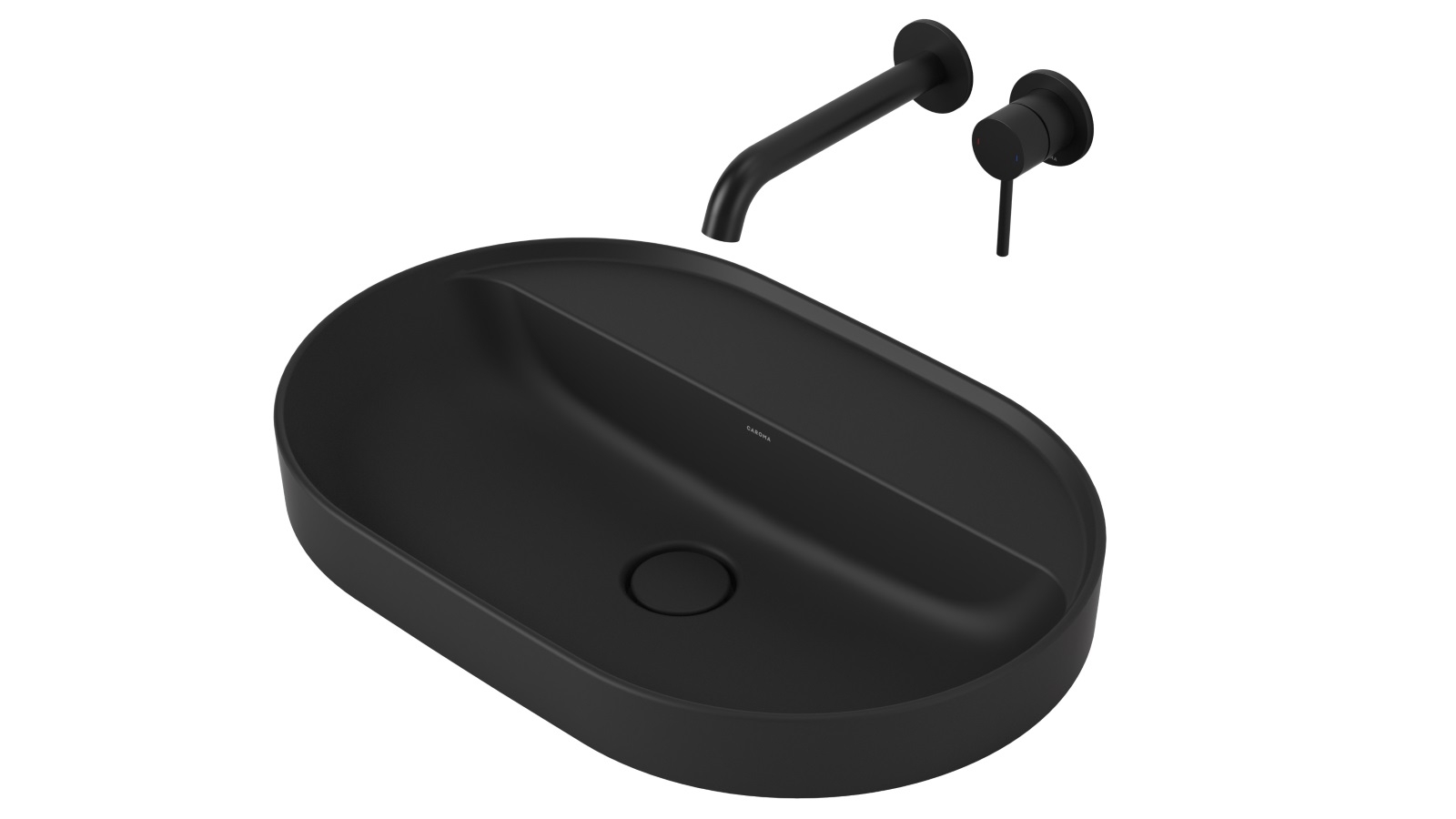Liano II 600mm Pill Inset Basin with Tap Landing – Matte Black