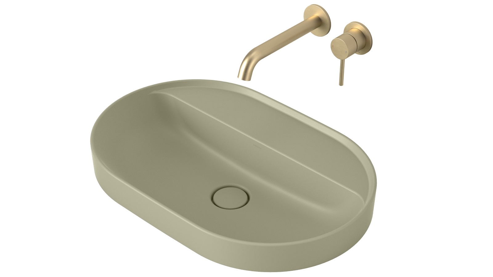 Liano II 600mm Pill Inset Basin with Tap Landing – Matte Green