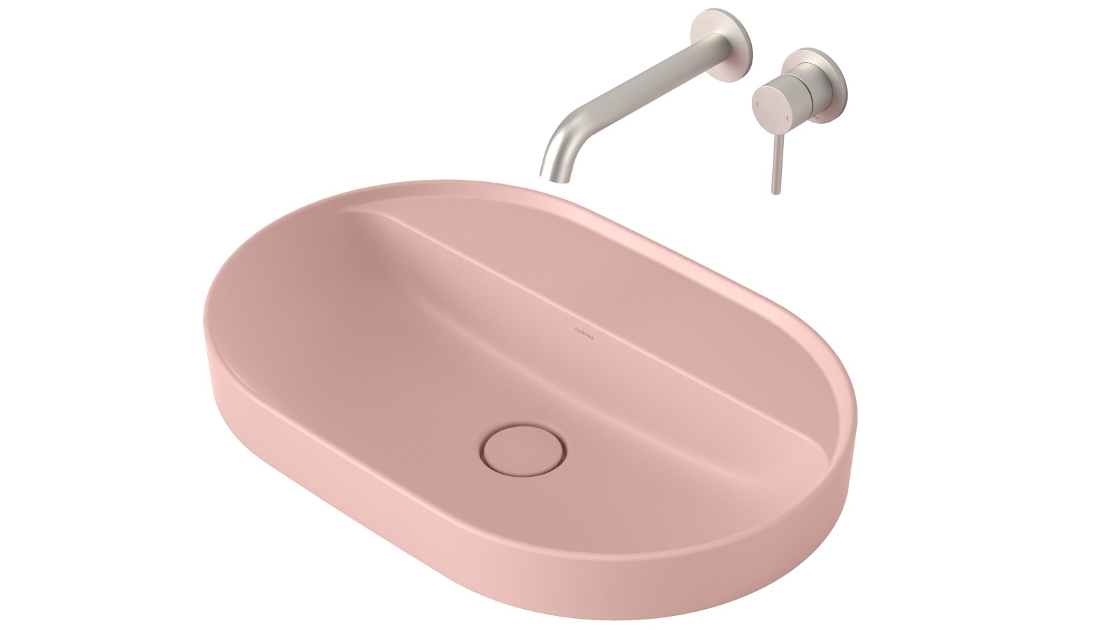 Liano II 600mm Pill Inset Basin with Tap Landing – Matte Pink