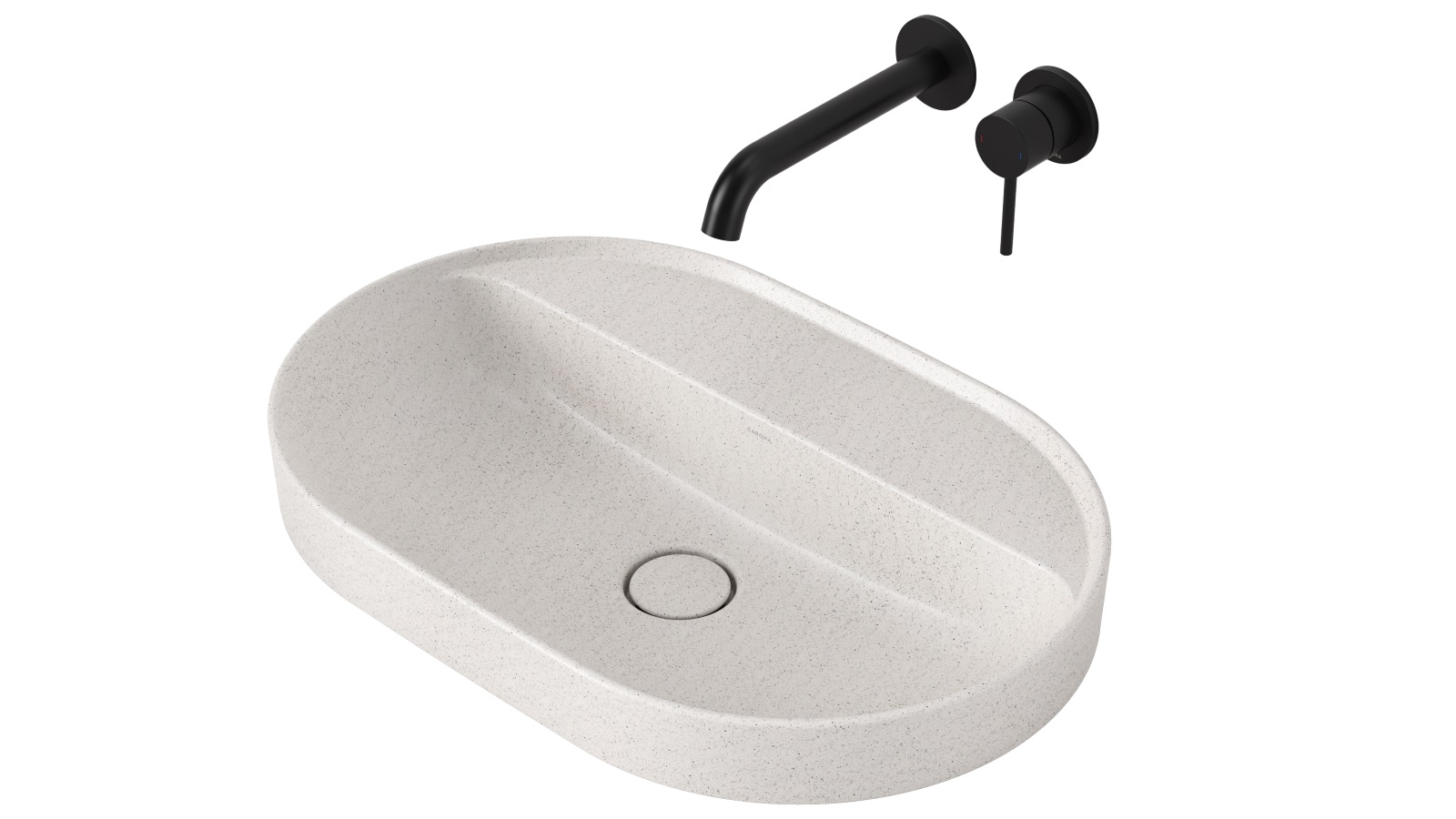 Liano II 600mm Pill Inset Basin with Tap Landing – Matte Speckled