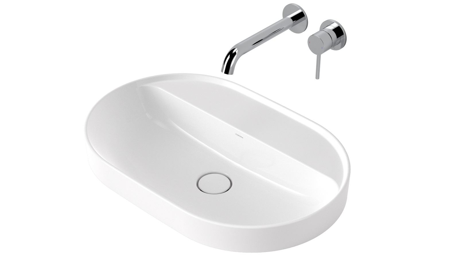 Liano II 600mm Pill Inset Basin with Tap Landing – White