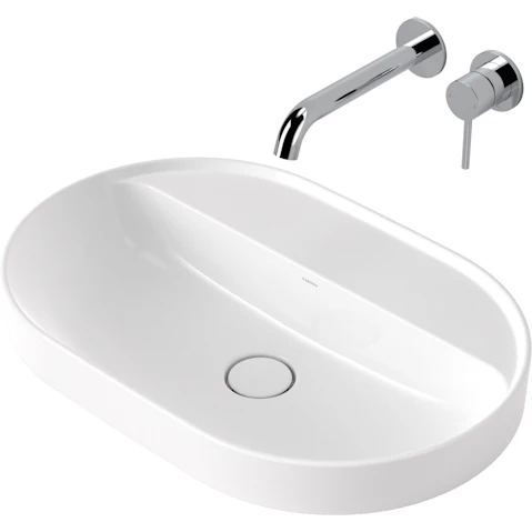 Liano II 600mm Pill Inset Basin with Tap Landing – White
