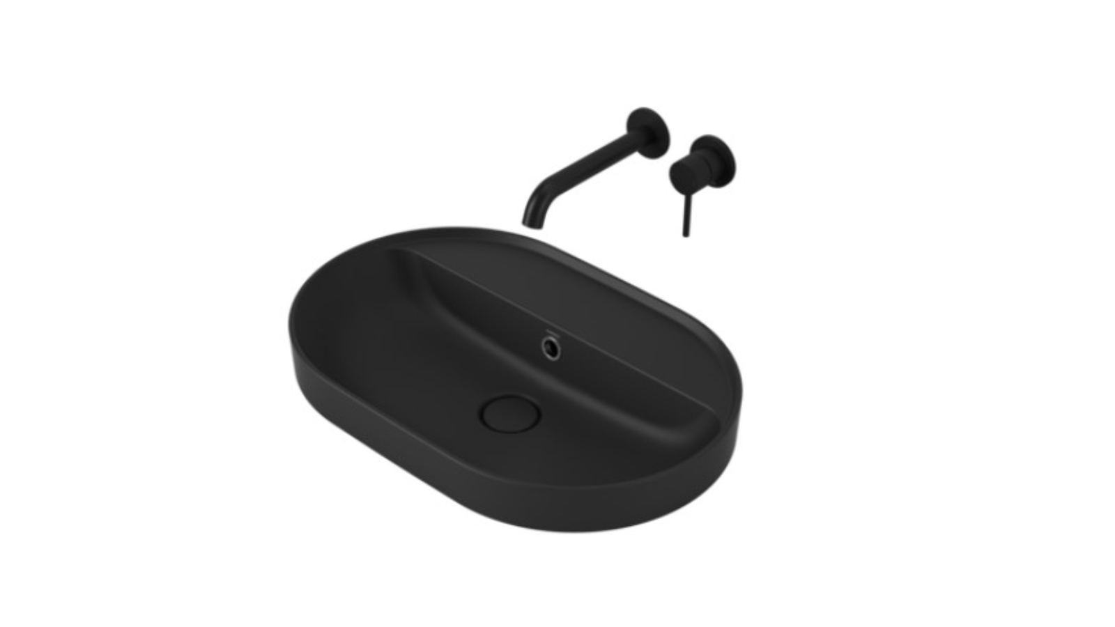 Caroma Liano II 600mm No Tap Hole Pill Inset Basin - Matte Black 