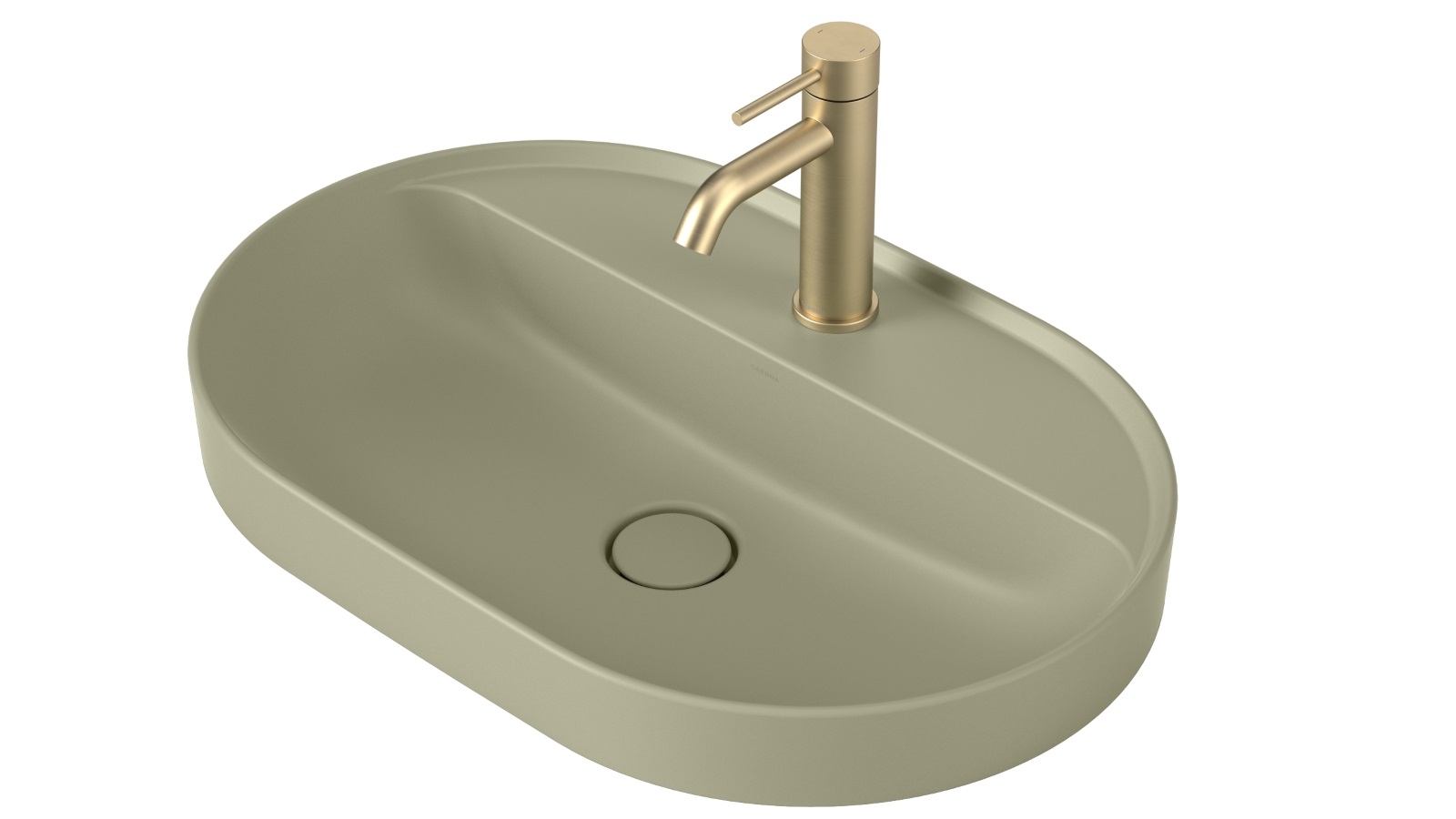 Liano II 600mm 1 Tap Hole Pill Inset Basin with Tap Landing – Matte Green
