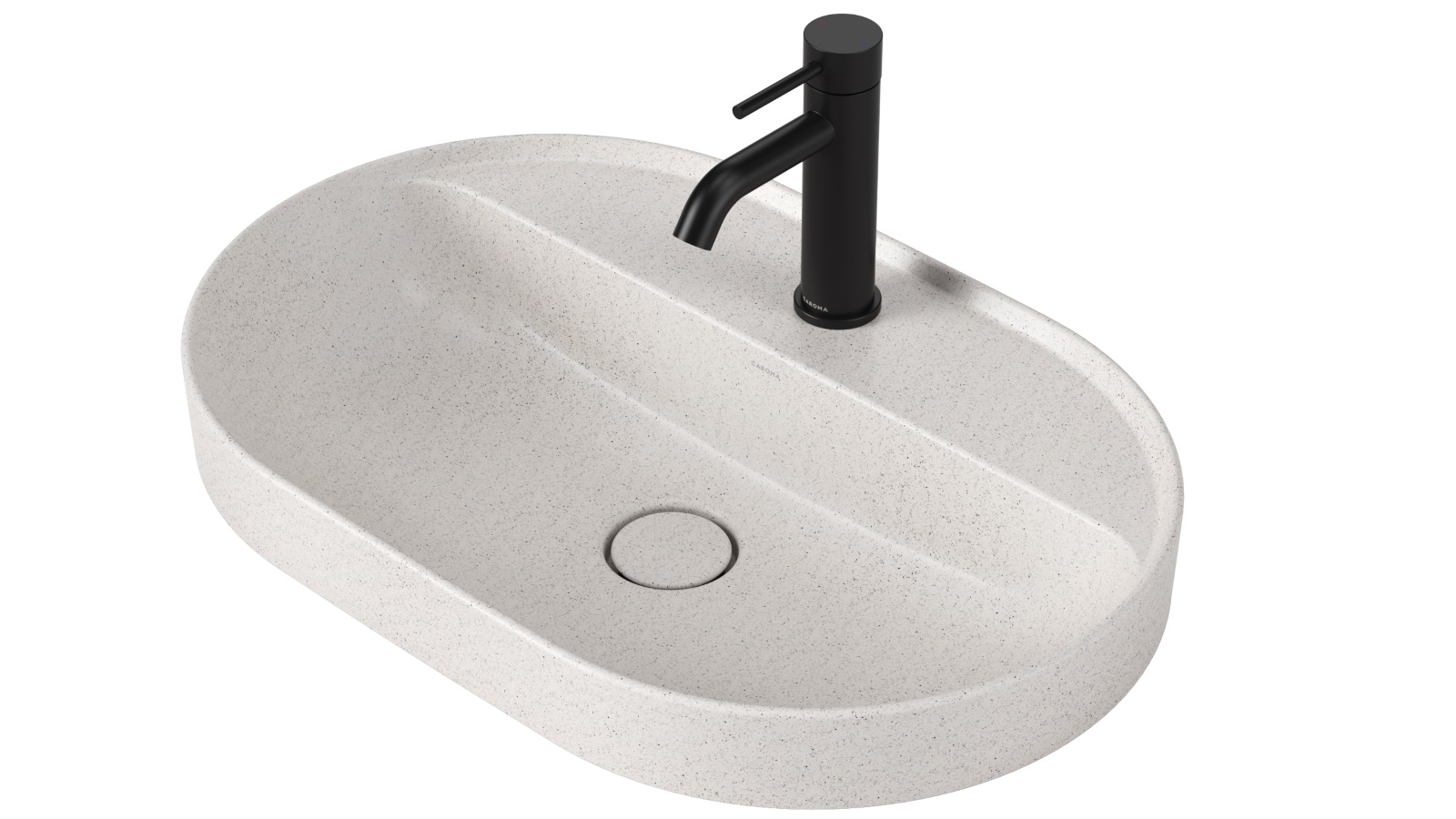 Liano II 600mm 1 Tap Hole Pill Inset Basin with Tap Landing – Matte Speckled