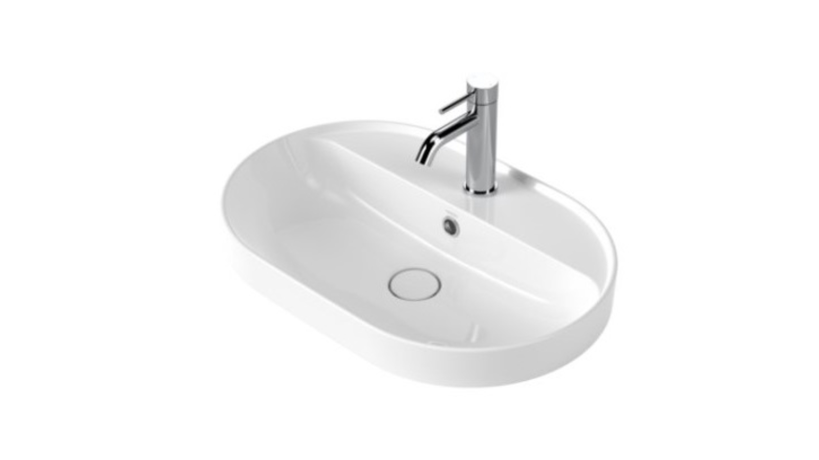 Caroma Liano II 600mm One Tap Hole Pill Inset Basin - Gloss White 