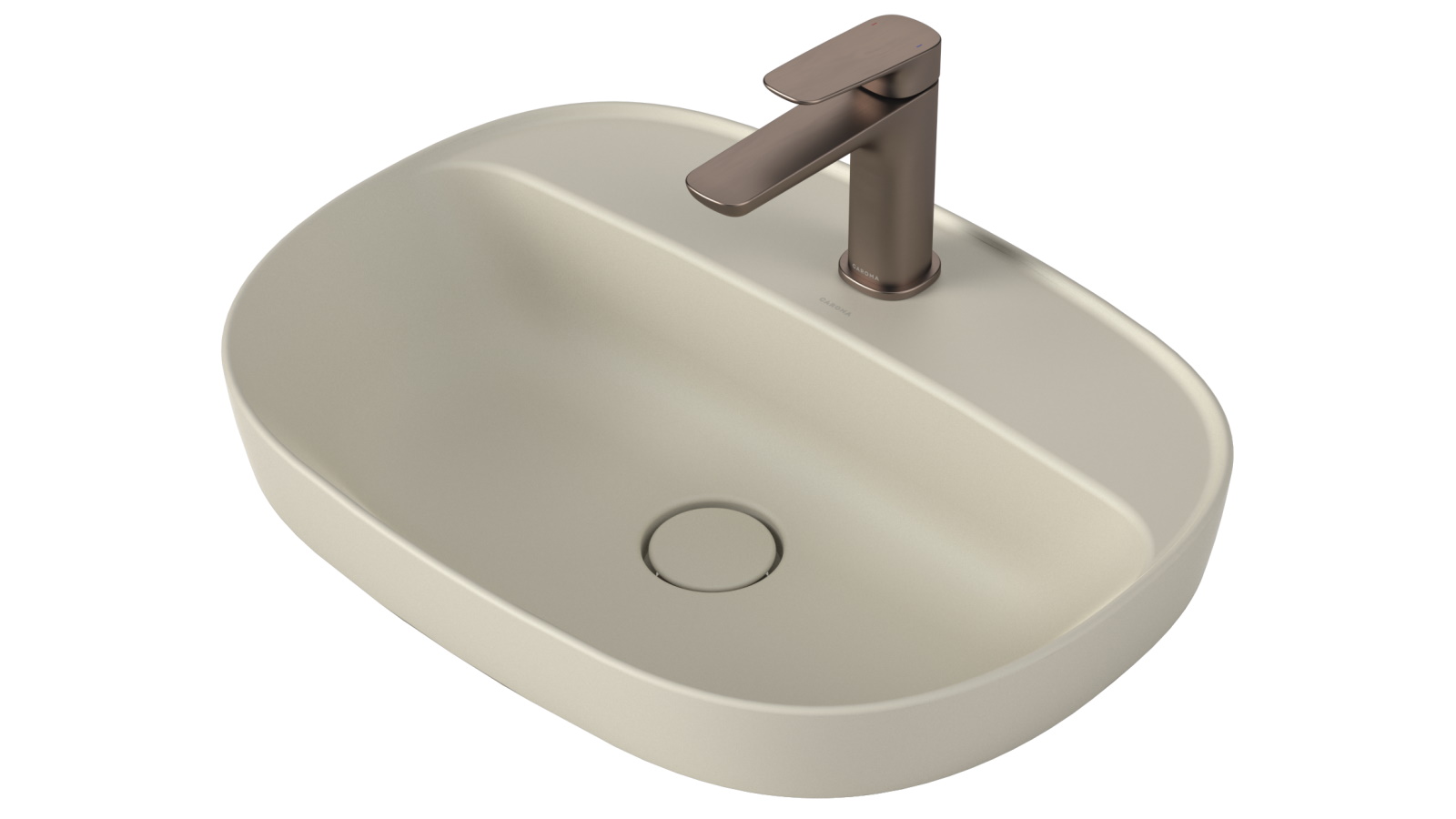 Caroma Contura II 530mm Inset Basin with Tap Landing  (1 Tap Hole) - Matte Clay