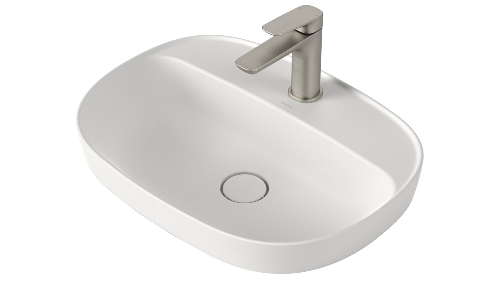 Caroma Contura II 530mm Inset Basin with Tap Landing  (1 Tap Hole) - Matte White