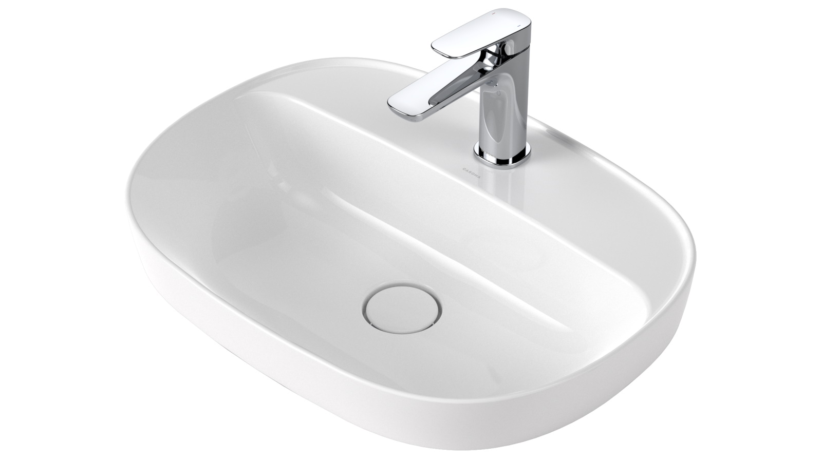 Caroma Contura II 530mm Inset Basin with Tap Landing  (1 Tap Hole) - Gloss White