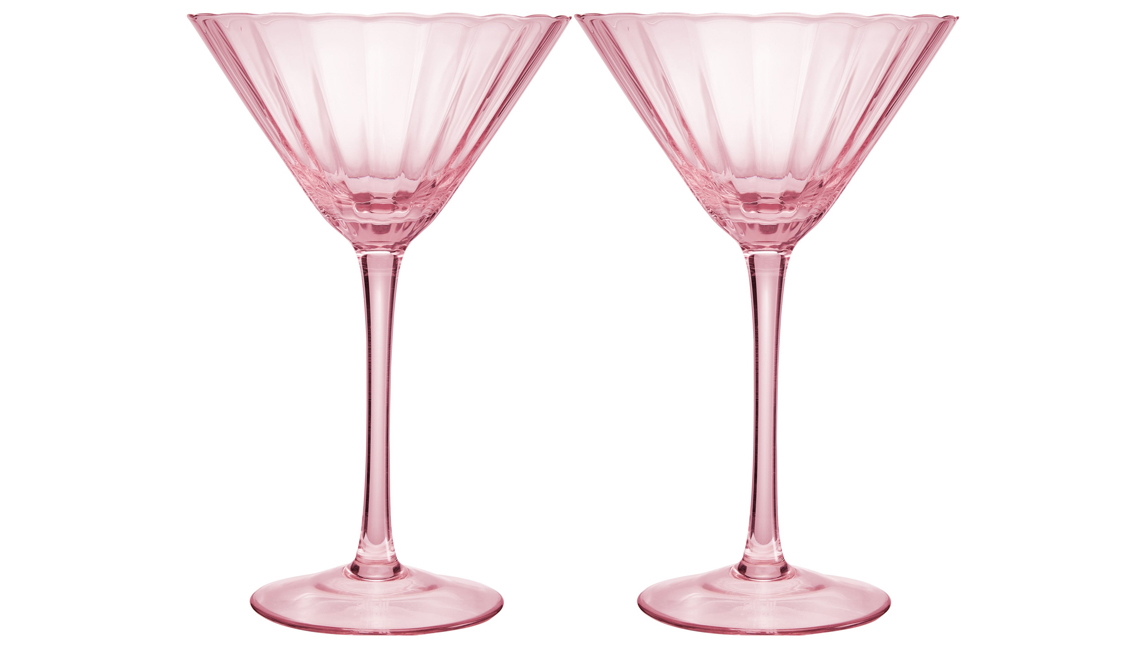 Maxwell and Williams Set of 2 Wicked Pink Goes Good with Green Martini Glass  - Glinda
