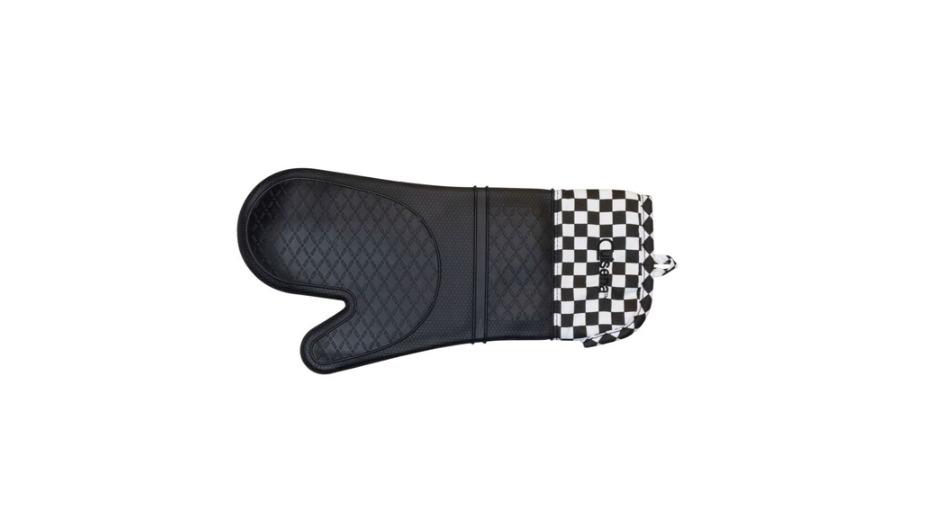 Cuisena Silicone and Fabric Kitchen Heat-Resistant Oven Glove Mitt - Black Check