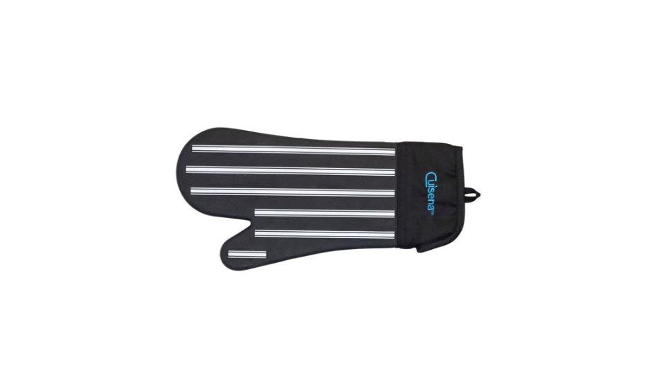 Cuisena Silicone and Fabric Kitchen Heat-Resistant Oven Glove Mitt - Black Stripe