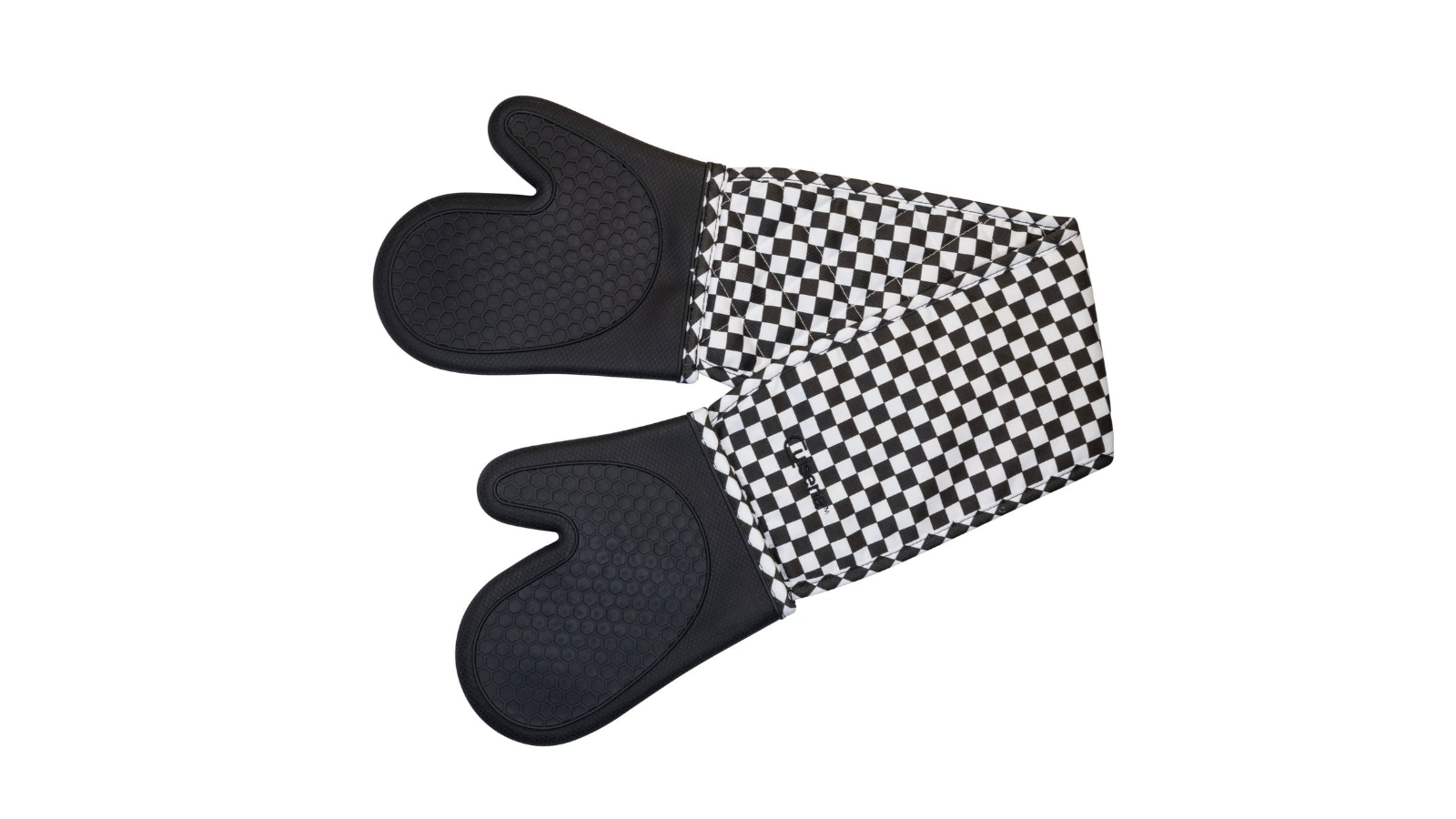 Cuisena Silicone and Fabric Kitchen Heat-Resistant Oven Double Glove - Black Check