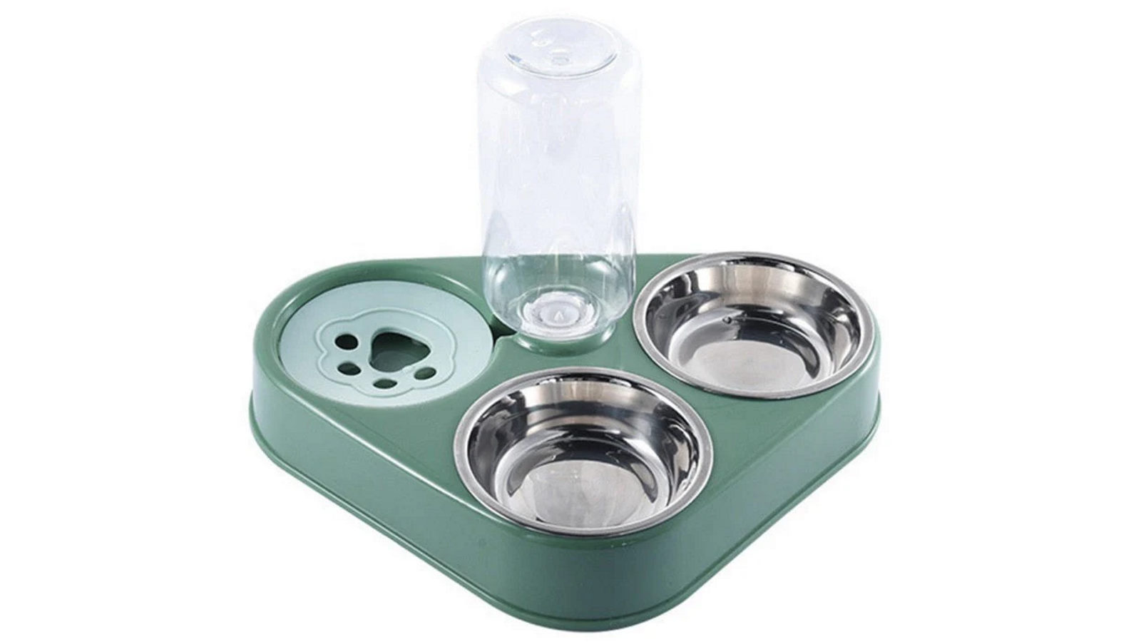 NNEOBA 500ml 3 in 1 Dog Cat Feeder Bowl With Dog Water Bottle - Green