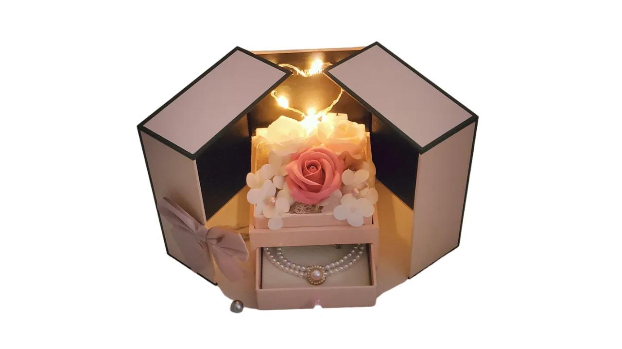 NNEOBA Enchanting Eternal Rose Soap Gift Box with LED Light 