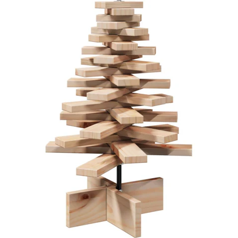 vidaXL Solid Pine Wood Christmas Tree with Rotating Branches - 60cm