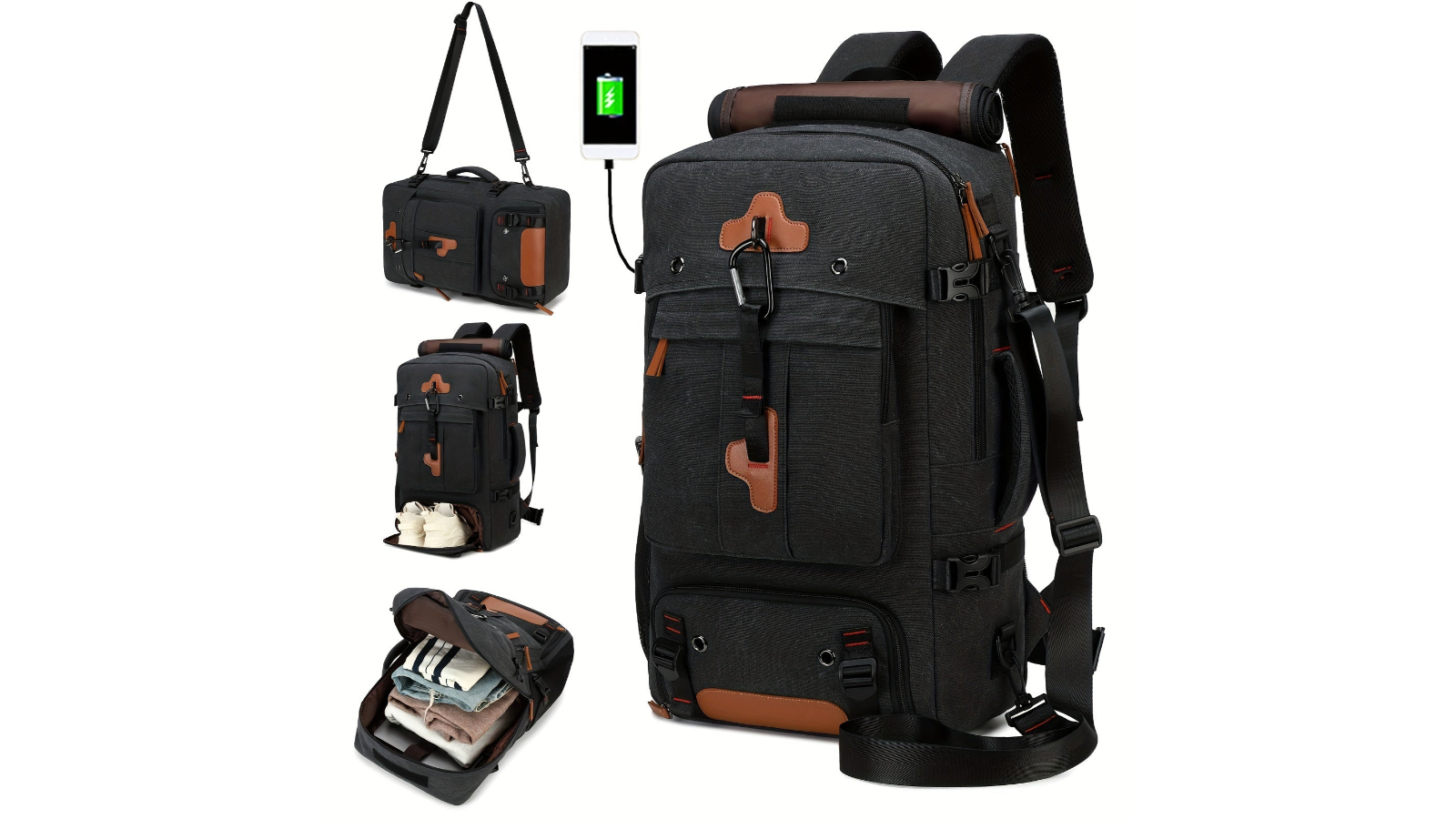 NNETM Hiking Backpack with USB and Shoe Compartment