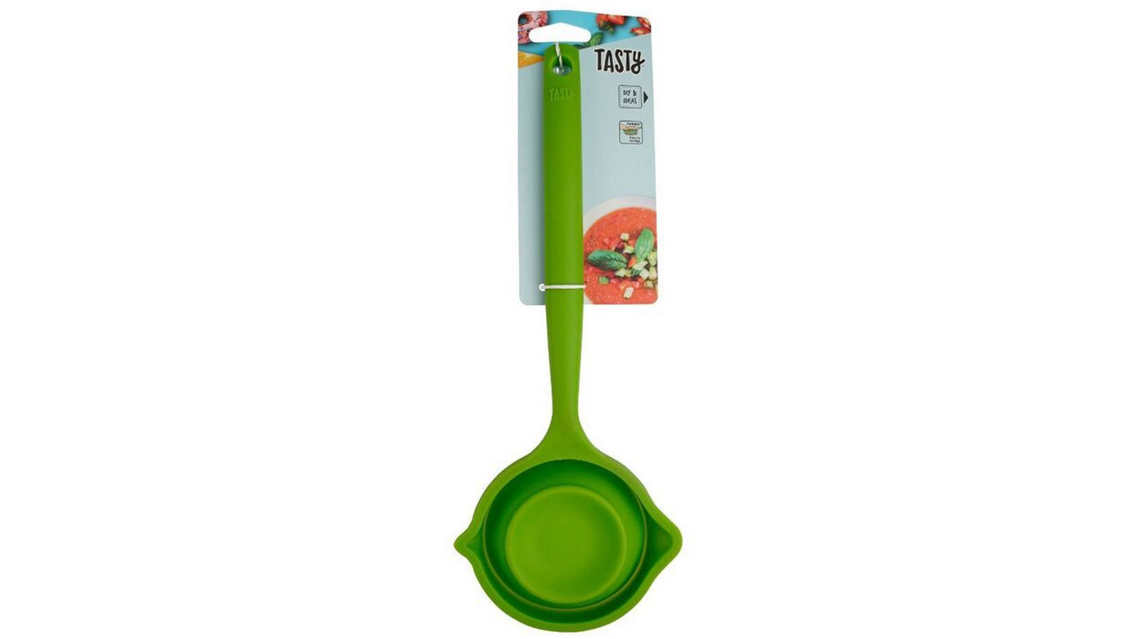 Tasty Silicone 36cm Foldable Soup Ladle Spoon Kitchen Cooking Utensil - Green