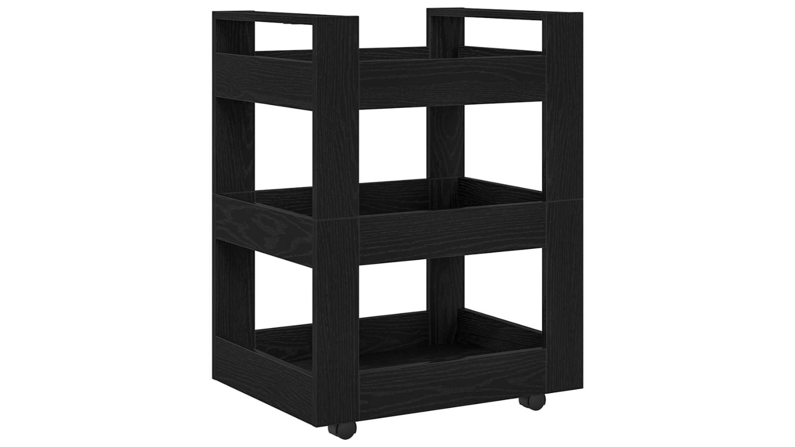 vidaXL Black/Oak Engineered Wood 60 x 45 x 80cm Kitchen Trolley