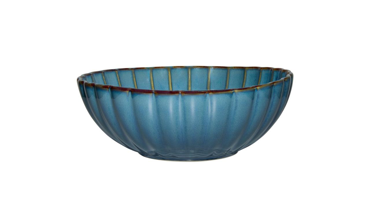 Casa Domani Solare Round Stoneware Azure Serving Bowl - 22 x 8cm