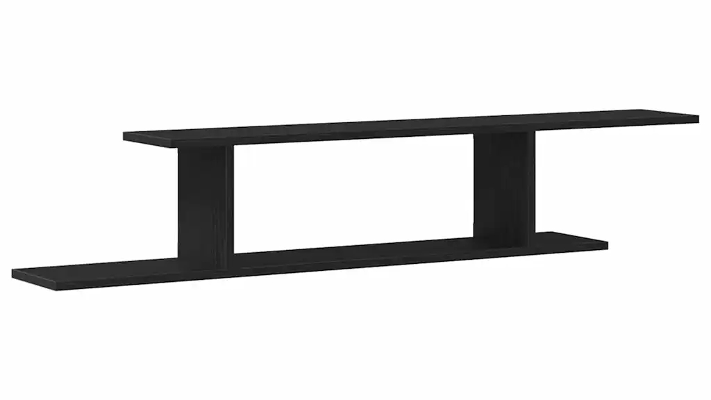 vidaXL Black Oak Wall-Mounted TV Shelf with Shelf - 125 x 18 x 23cm