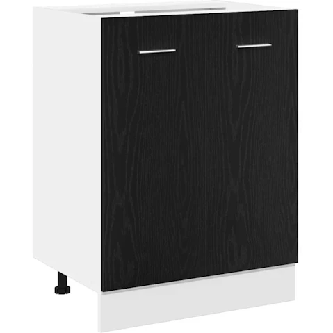vidaXL Black Oak Engineered Wood Bottom Cabinet - 60 x 46 x 81.5cm
