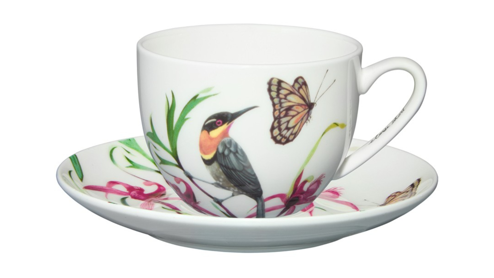 Maxwell and Williams 240ml Eloise Short Lyric Cup and Saucer - Spinebill Honeyeate