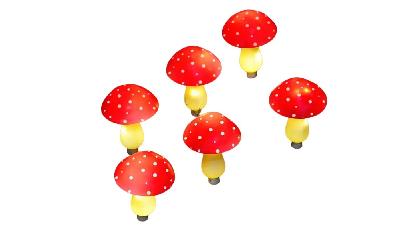 TM 8 Modes Decorative Red Solar Mushroom Garden Light - Set of 8