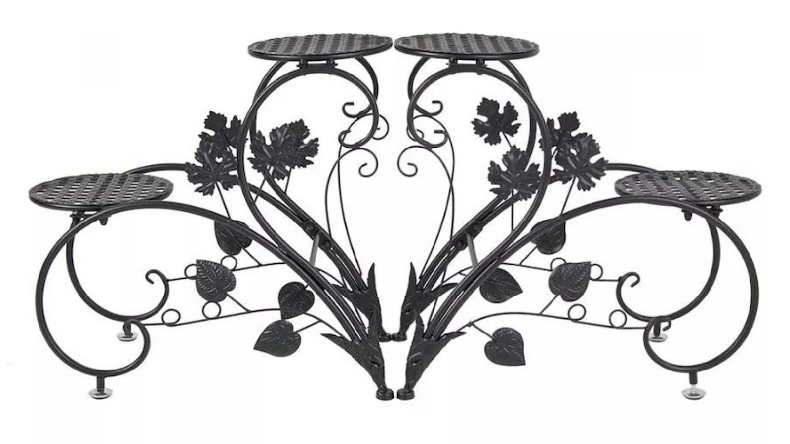 Pretty & Practical Heart Shaped Metal Plant Stand - Black