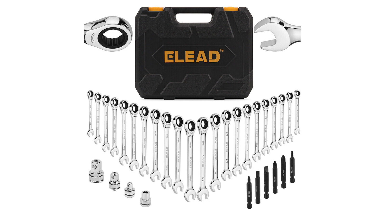 YS Set of 33 Ratchet Metric Wrench Bits Adapter