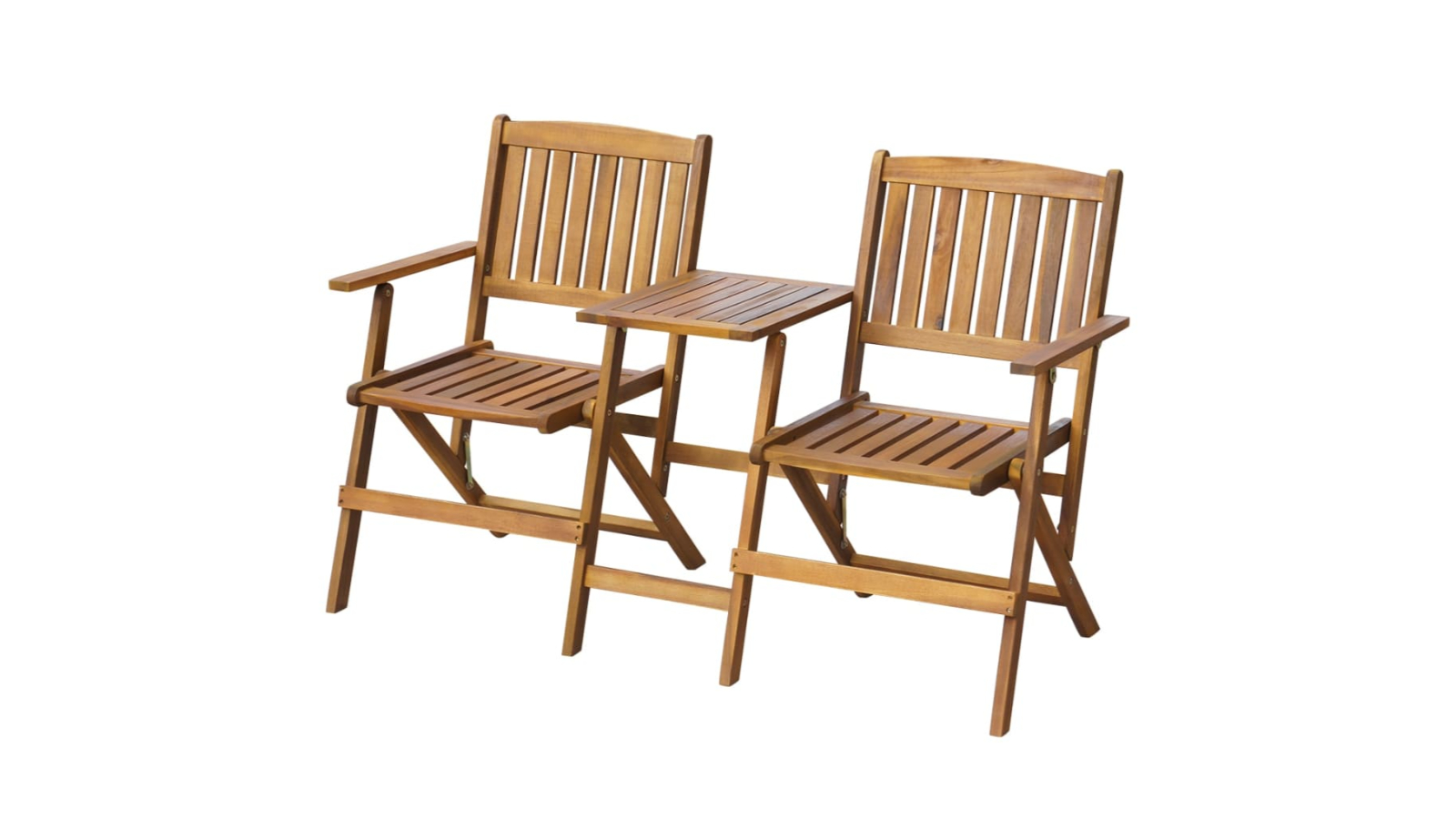 vidaXL Solid Acacia Wood Folding 140cm Garden Bench with Tea Table