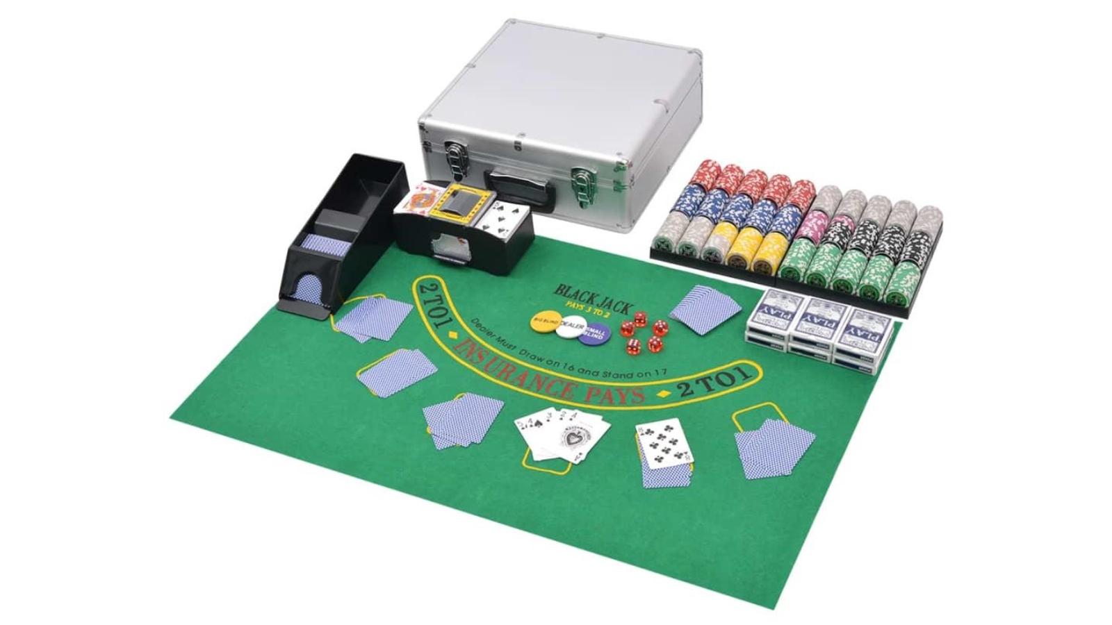 vidaXL Aluminium Combine Poker/Blackjack Set with 600 Laser Chips