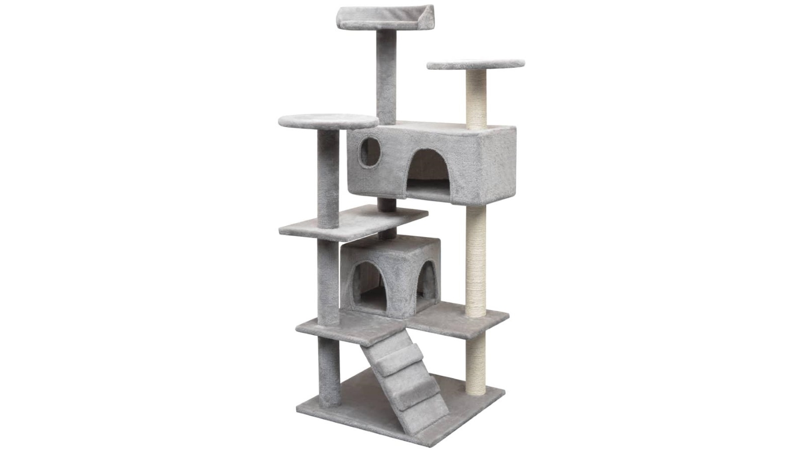 vidaXL 125cm Cat Tree with Sisal Scratching Posts - Grey