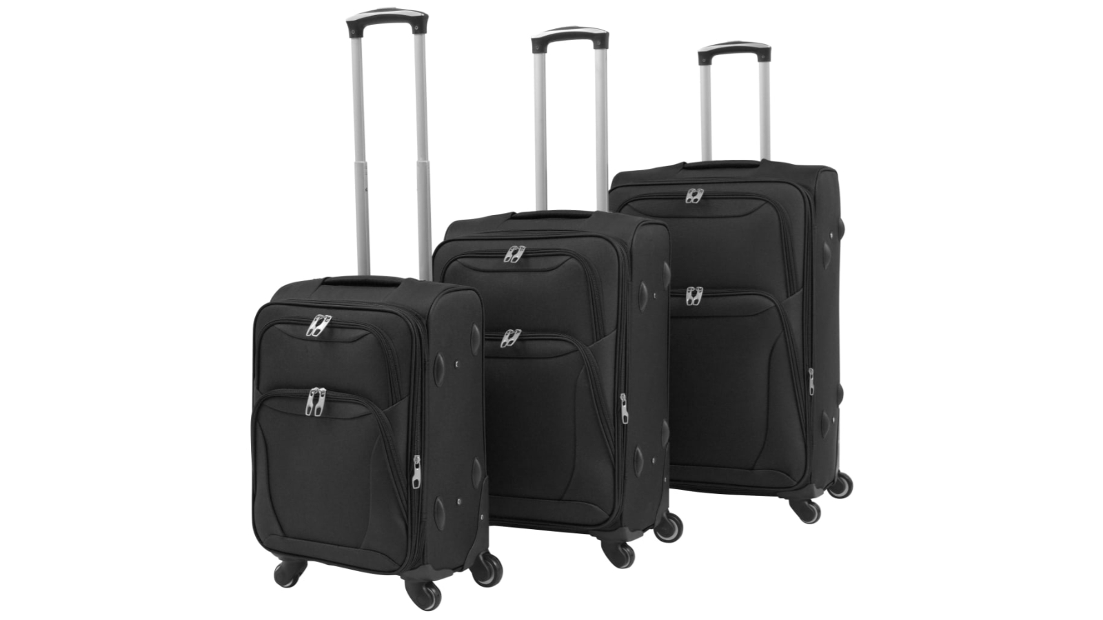 vidaXL 3 Piece Black Soft Case Trolley