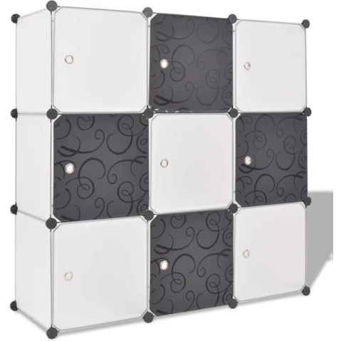 vidaXL Storage Cube Organiser with 9-Compartment - Black/White