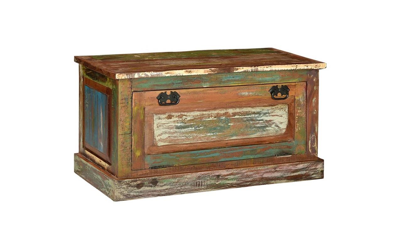 vidaXL Solid Reclaimed Wood Shoe Storage Bench with 2 Large Interior Compartment