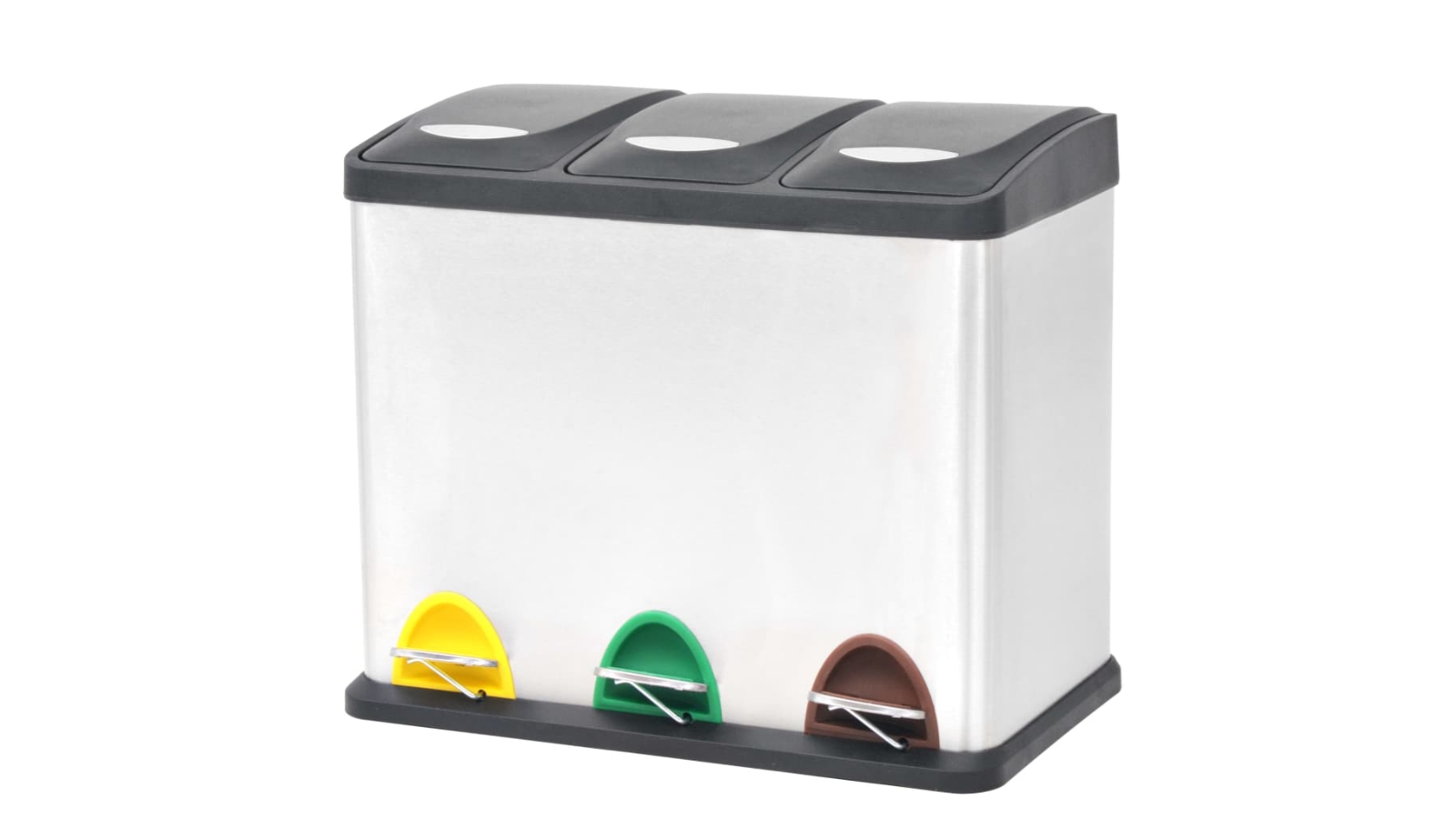 vidaXL Recycling Pedal Bin Stainless Steel Garbage Bin - 24Litre
