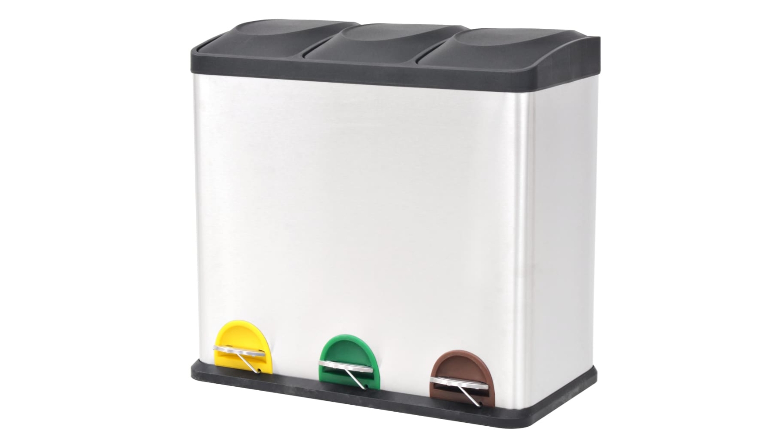 vidaXL Recycling Pedal Bin Stainless Steel Garbage Bin 54Litre