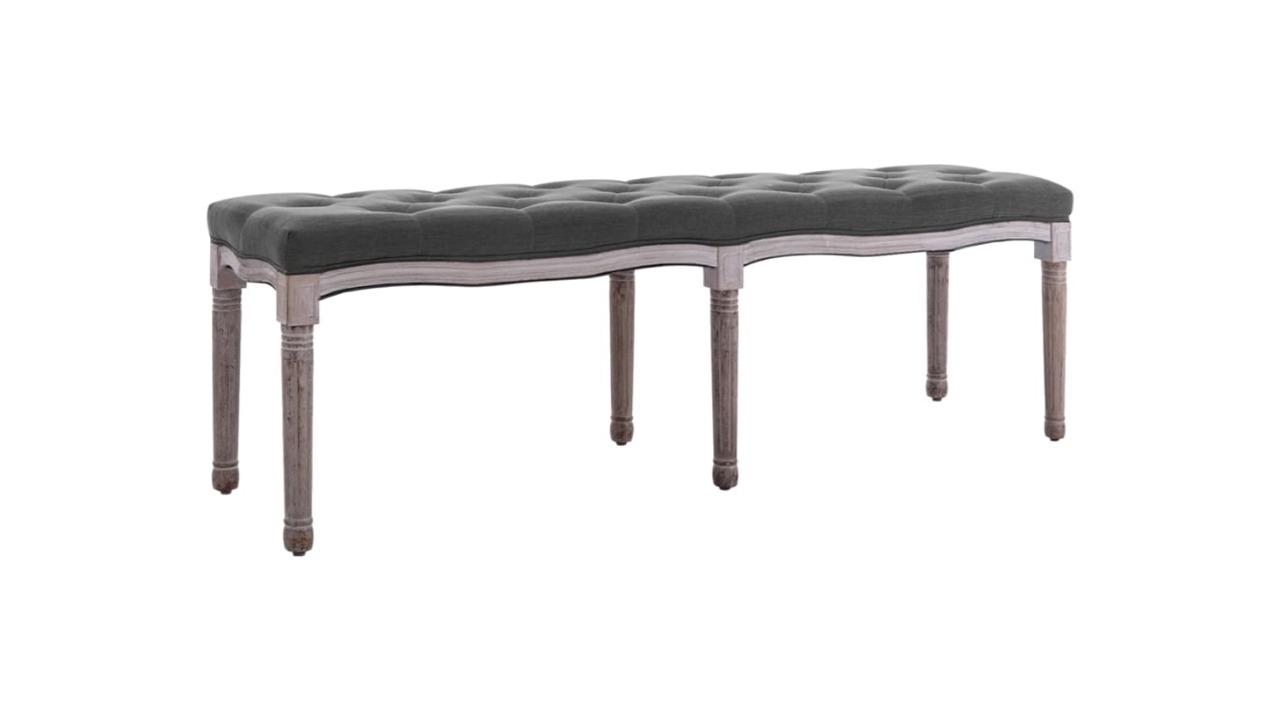 vidaXL Dark Grey Linen Solid Wood Bench - 150 x 40 x 48cm