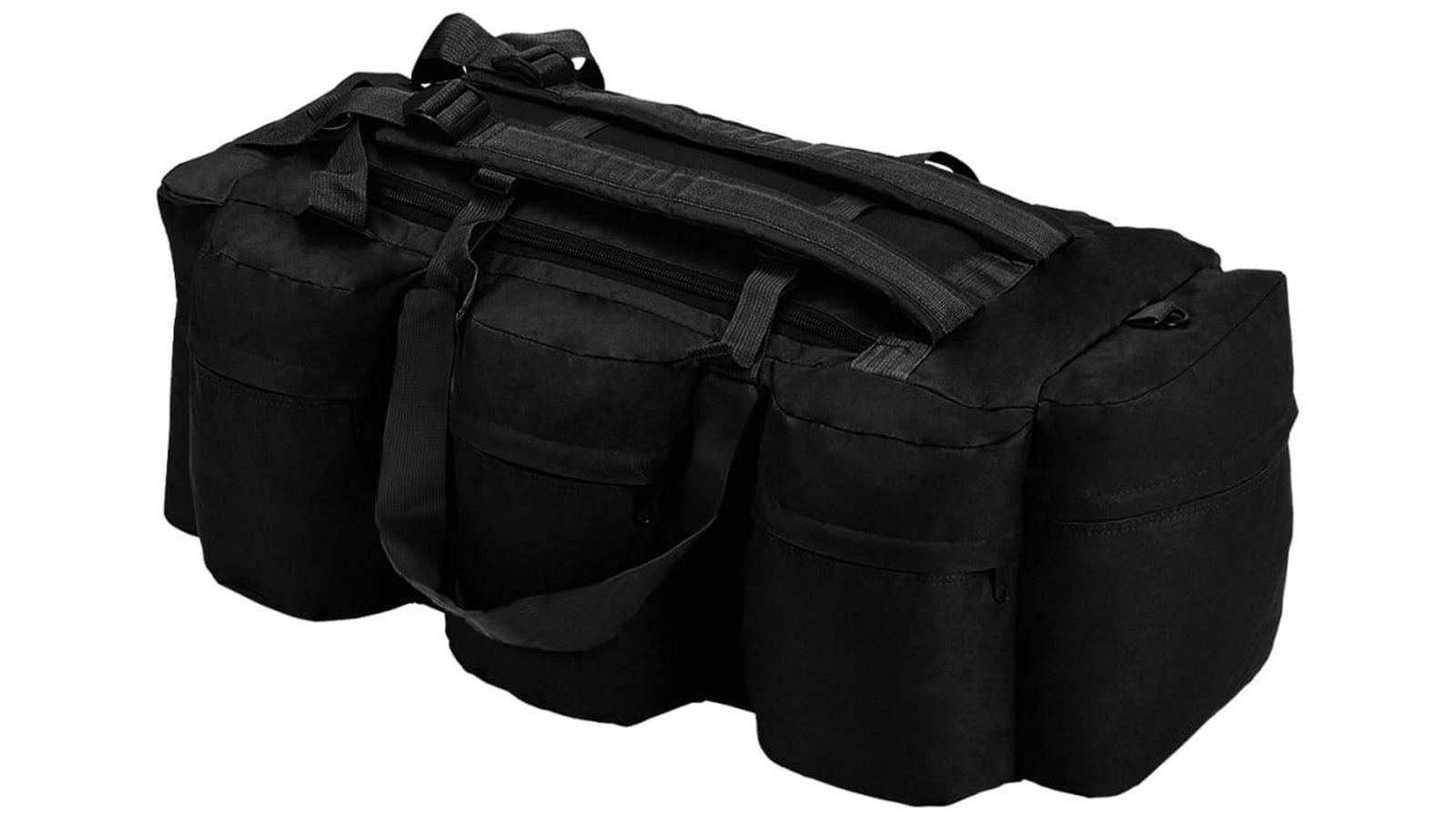 vidaXL Black 3-in-1 Army-Style Duffel Bag - 120L