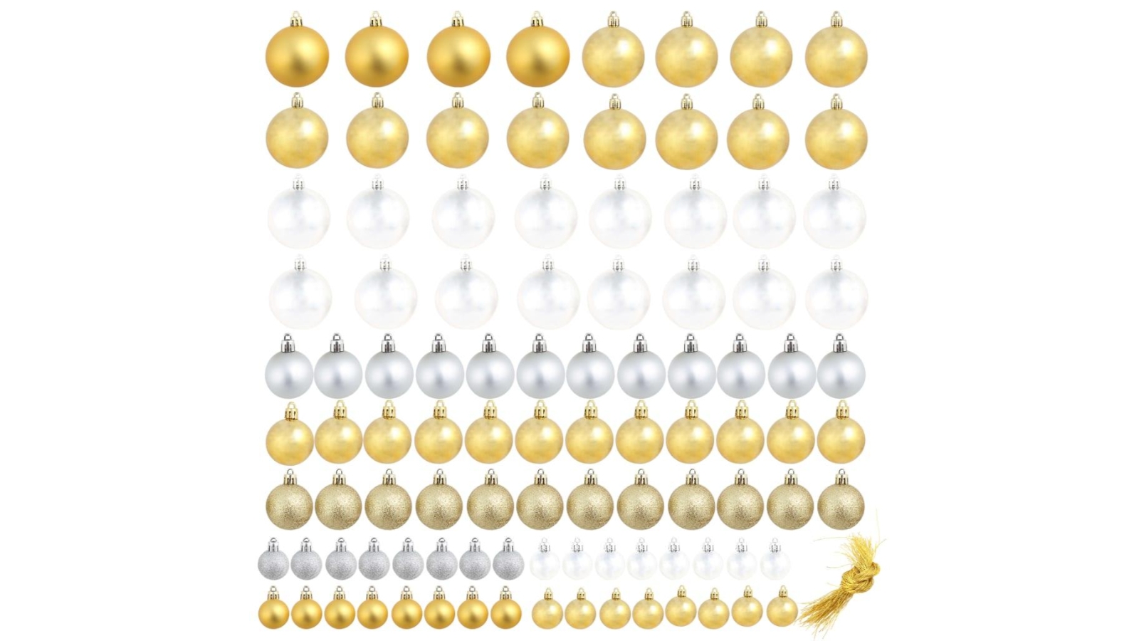 vidaXL 100 Piece Christmas Balls - Silver/Gold