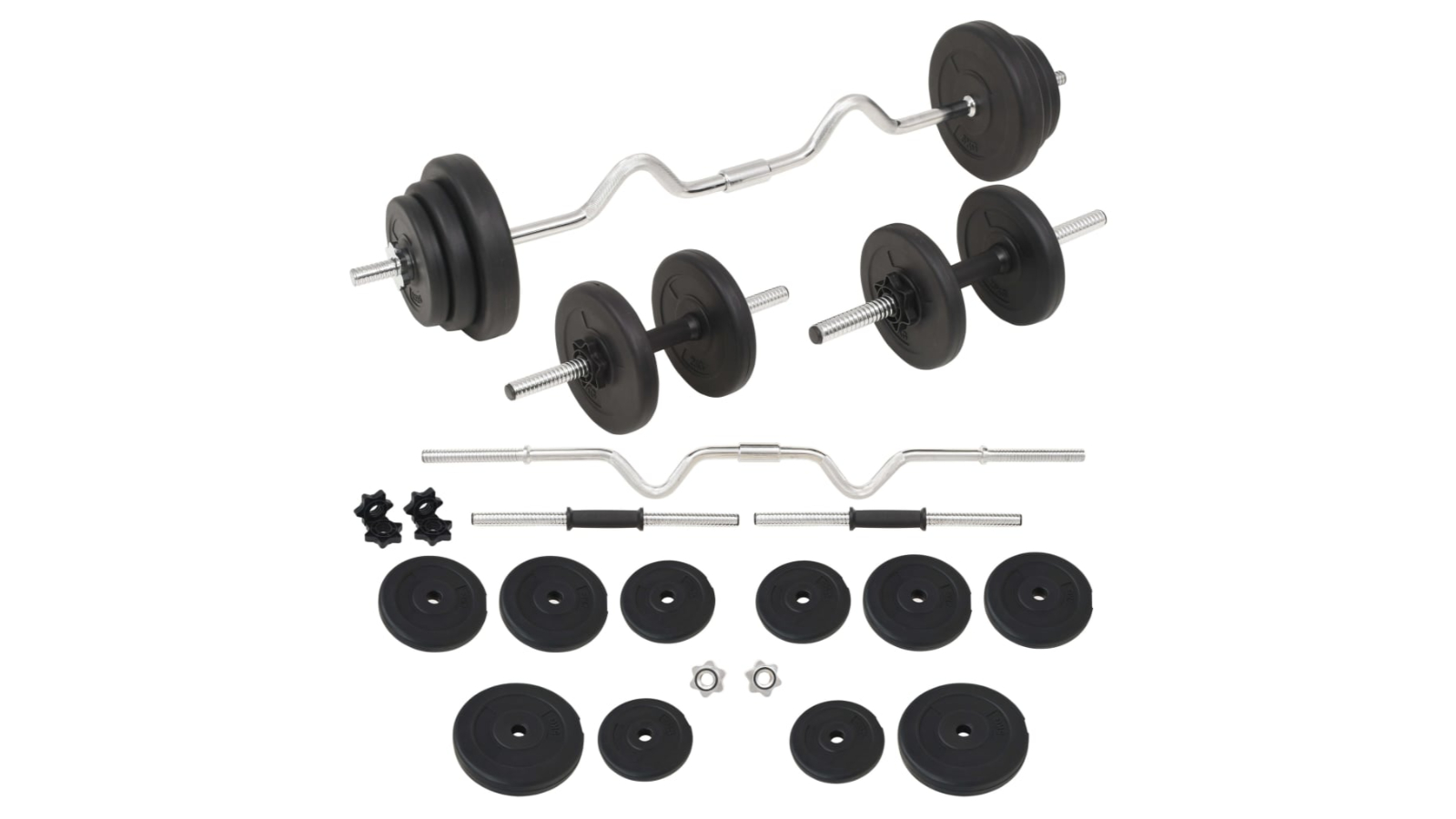 vidaXL Barbell bar and Dumbbell Set - 30kg